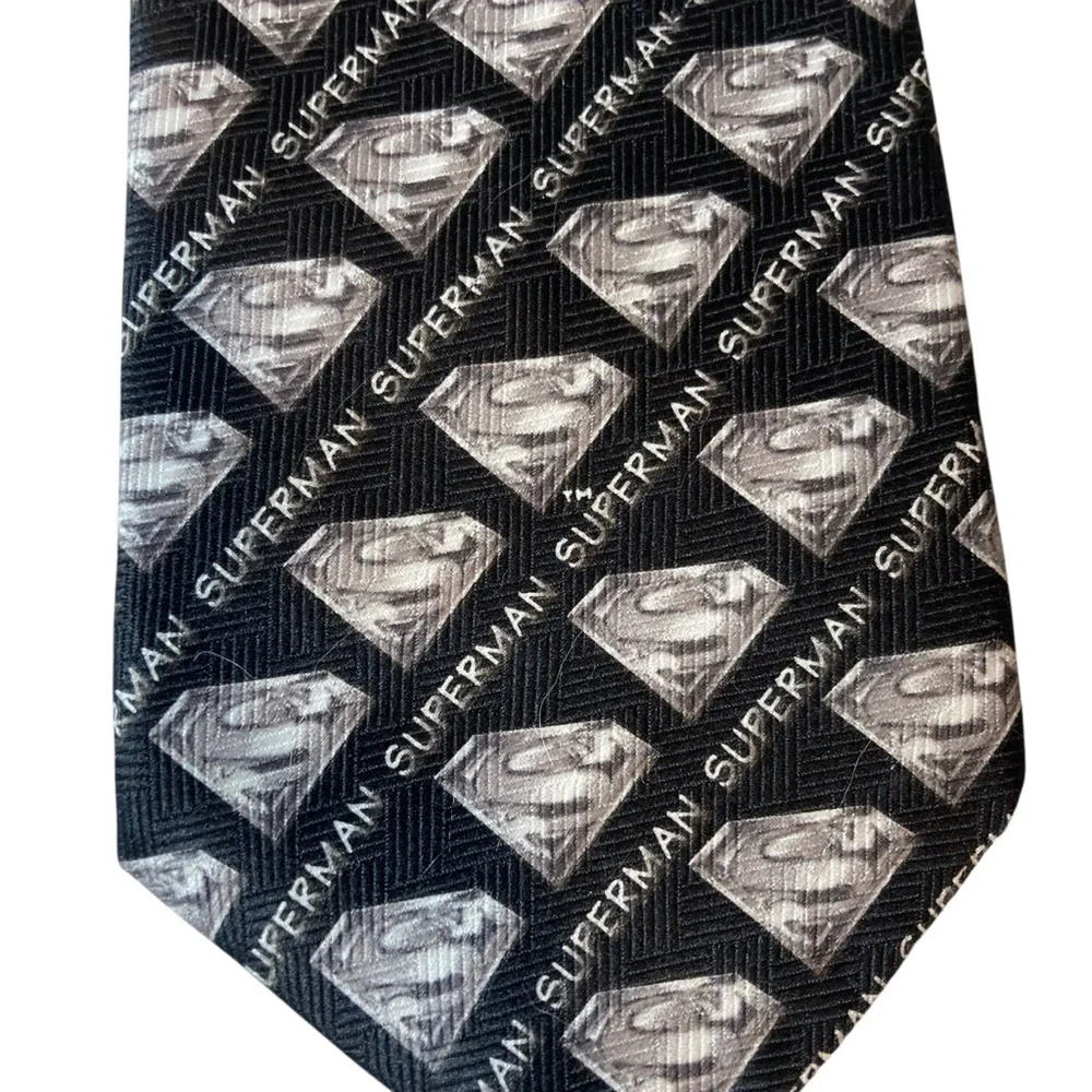 DC Comics Superman Logo Tie Rock & Meister Black Polyester Novelty Necktie 2000